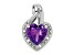 Rhodium Over 14k White Gold Amethyst and Diamond Heart Pendant