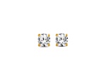 Lab-Grown Diamond 18K Gold Over Silver Solitaire Stud Earrings, G SI