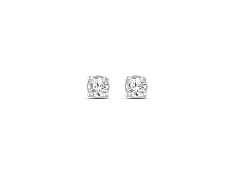 Round White Lab-Grown Diamond G SI Platinum Over Sterling Silver Solitaire Stud Earrings 0.10ctw