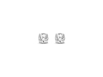 Round White Lab-Grown Diamond G SI Platinum Over Sterling Silver Solitaire Stud Earrings 0.10ctw