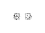 Round White Lab-Grown Diamond G SI Platinum Over Sterling Silver Solitaire Stud Earrings 0.50ctw