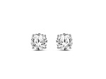 Round White Lab-Grown Diamond G SI Platinum Over Sterling Silver Solitaire Stud Earrings 0.75ctw