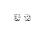Round White Lab-Grown Diamond G SI Platinum Over Sterling Silver Solitaire Stud Earrings 1.00ctw