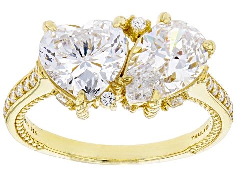 Judith Ripka 9.70ctw Bella Luce® Diamond Simulant 14k Gold Clad Statement Toi et Moi Ring