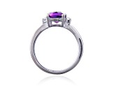 Checkerboard Cut Lab Created Purple Sapphire with White Topaz Accents Sterling Silver Ring, 2.22ctw