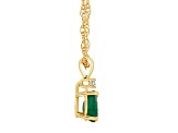 6x4mm Pear Shape Emerald with Diamond Accent 14k Yellow Gold Pendant With Chain