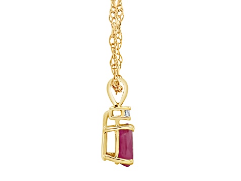 gorgeous ruby pendant. take your style up by adorning... 6x4mm Pear Shape Ruby with Diamond Accent 14k Yellow Gold Pendant With ...