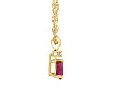 6x4mm Pear Shape Ruby with Diamond Accent 14k Yellow Gold Pendant With Chain