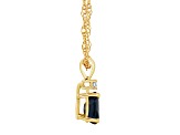 6x4mm Pear Shape Sapphire with Diamond Accent 14k Yellow Gold Pendant With Chain