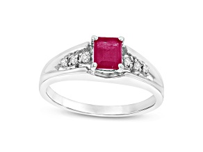 0.68ctw Ruby and Diamond Ring in 14k White Gold