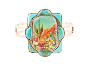 Barse Jewelry Blue Cpmposite Turquoise Gold Tone Scenic Sedona Cuff Bracelet