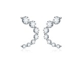 Rhodium Plated over Sterling Silver with 0.96ct Lab Created Moissanite Open Cuff Half-Hoop Earrings