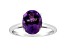 10x8mm Oval Amethyst Rhodium Over Sterling Silver Ring