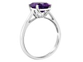 10x8mm Oval Amethyst Rhodium Over Sterling Silver Ring