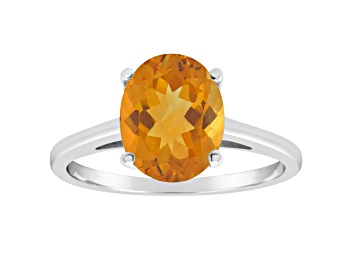 Picture of 10x8mm Oval Citrine Rhodium Over Sterling Silver Ring