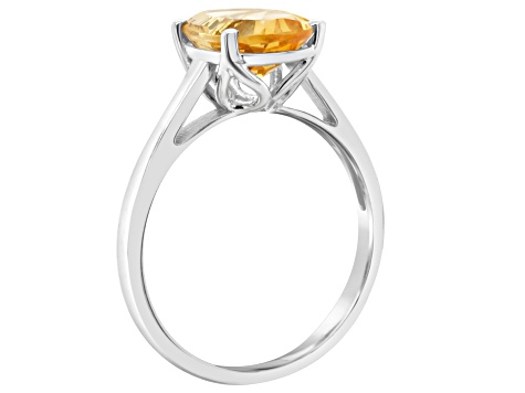 10x8mm Oval Citrine Rhodium Over Sterling Silver Ring