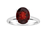 10x8mm Oval Garnet Rhodium Over Sterling Silver Ring