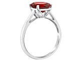 10x8mm Oval Garnet Rhodium Over Sterling Silver Ring