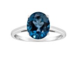 10x8mm Oval London Blue Topaz Rhodium Over Sterling Silver Ring
