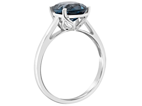 10x8mm Oval London Blue Topaz Rhodium Over Sterling Silver Ring