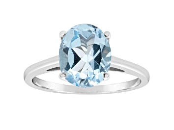 Picture of 10x8mm Oval Sky Blue Topaz Rhodium Over Sterling Silver Ring