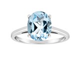 10x8mm Oval Sky Blue Topaz Rhodium Over Sterling Silver Ring