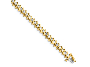 14K Two-tone Gold I1/G-H Diamond Tennis Bracelet 3.08ctw