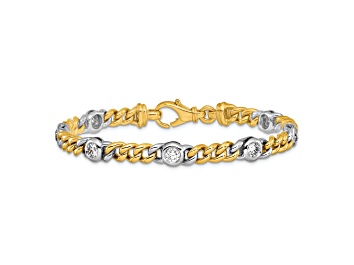 Picture of 18K Yellow Gold with White Rhodium Diamond Curb 7.5-inch Bracelet