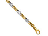 18K Yellow Gold with White Rhodium Diamond Curb 7.5-inch Bracelet