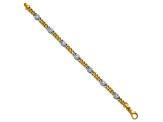 18K Yellow Gold with White Rhodium Diamond Curb 7.5-inch Bracelet