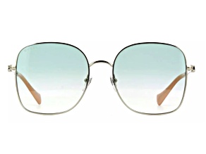 Gucci Silver Tone and Apricot Frame / Green Gradient Lens Sunglasses