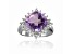 Checkerboard Square Cushion Cut Amethyst with White Topaz Accents Sterling Silver Halo Ring