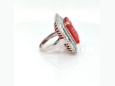 21.85 Cts Rhodochrosite and 3.07 Cts White Diamond Ring in 18K 2- Tone