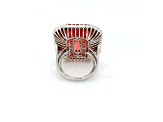 21.85 Cts Rhodochrosite and 3.07 Cts White Diamond Ring in 18K 2- Tone