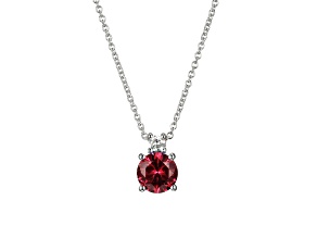 Red Lab Created Ruby Rhodium Over Sterling Silver Necklace 1.07ctw