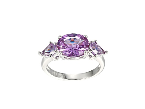 Lab Created Alexandrite Sapphire Platinum  December Birthstone Ring 3.28ctw