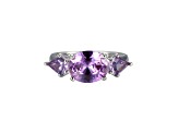 Lab Created Alexandrite Sapphire Platinum  December Birthstone Ring 3.28ctw