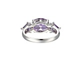 Lab Created Alexandrite Sapphire Platinum  December Birthstone Ring 3.28ctw