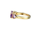Lab Created Alexandrite Sapphire 18k Yellow Gold Over Silver December Birthstone Ring 3.28ctw