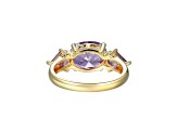 Lab Created Alexandrite Sapphire 18k Yellow Gold Over Silver December Birthstone Ring 3.28ctw