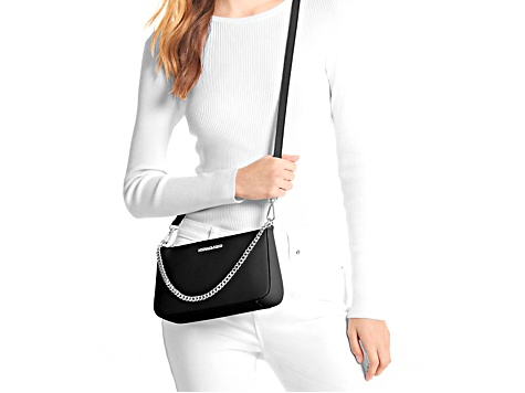 Michael Kors Jet Set Medium Black Saffiano Leather Crossbody Bag