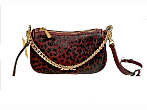 Michael Kors Carmela Small Leather Pouchette Chain Crossbody Handbag in Oxblood Multi