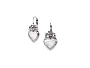 1928 Jewelry Silver Tone Genuine Mother of Pearl Heart Drop Earrings