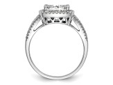 Rhodium Over 14K White Gold Diamond Cluster Engagement Ring 0.99ctw