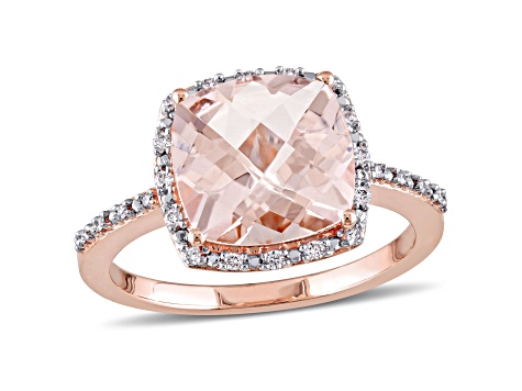 3.90ctw Morganite And Diamond 14k Rose Gold Halo Ring