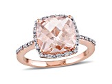 3.90ctw Morganite And Diamond 14k Rose Gold Halo Ring