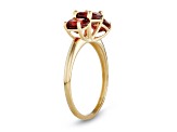 Square Cushion Garnet 3-Stone 10K Yellow Gold Ring 2.10ctw