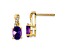 10k Yellow Gold 1.5ctw Purple Amethyst February Birthstone and Diamond Dangle Earrings