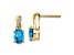 10k Yellow Gold 1.5ctw Swiss Blue Topaz December Birthstone and Diamond Dangle Earrings