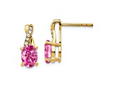 10k Yellow Gold 1.5ctw Lab Created Pink Sapphire October Birthstone and Diamond Dangle Earrings